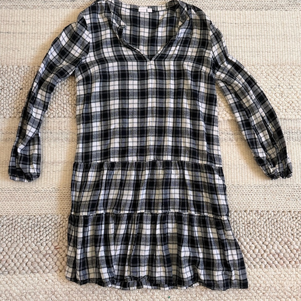 Black & White Plaid Tiered womens Dress